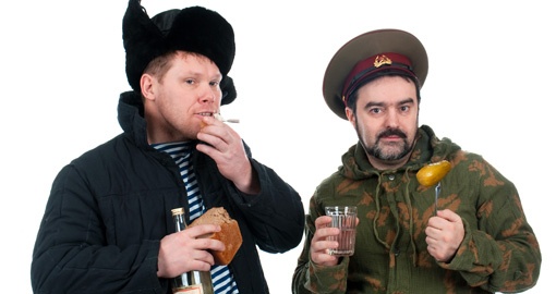 Russian Soldiers Drinking Vodka