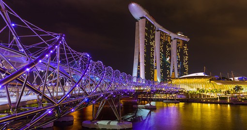 Walk through the Helix Bridge, inspired by the stunning structure of human DNA