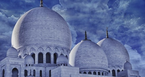 The domes of world famous Sultan Sheikh Zayed mosque