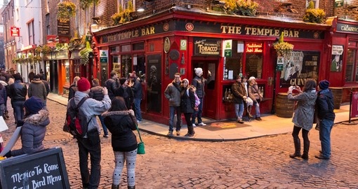 Temple Bar District is one of the most popular spots to visit in Dublin on all Ireland vacations.