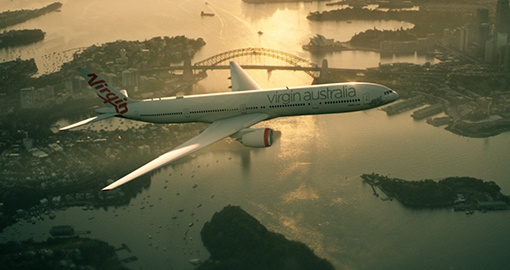 Virgin Australia flying over Sydney