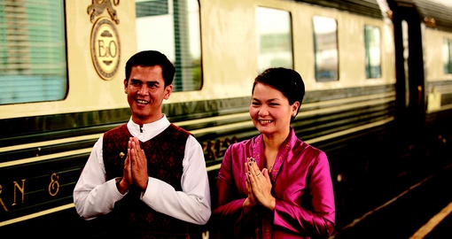 The friendly staff of the Eastern & Oriental Express