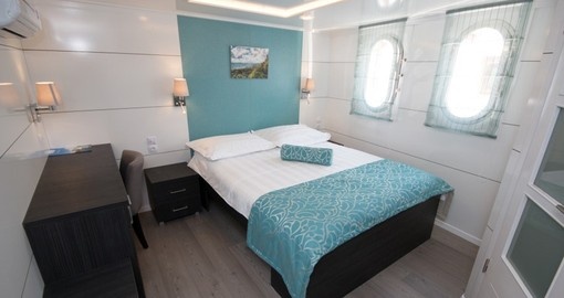 Cabin onboard Katarian Cruises Deluxe Admiral Ship. Katarina Cruises is the ultimate cruise option for Croatia, Europe.