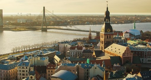 Daugava river with its beautiful bridges