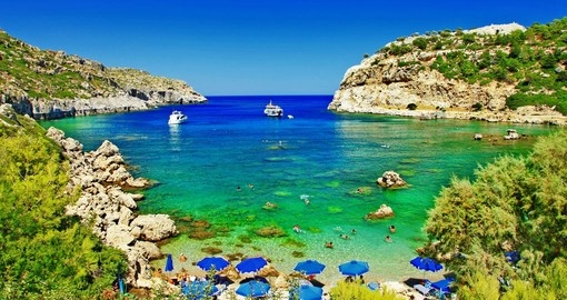 The turquoise waters of Rhodes