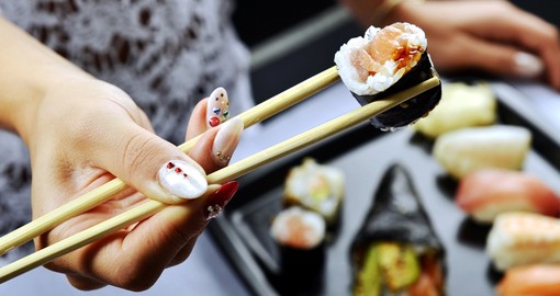 Enjoy sushi and other exotic Japanese food