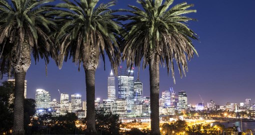 Perth skyline at night taken from Kings Park