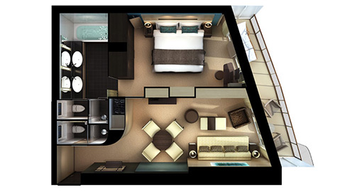 The Getaway Haven Aft-Facing Penthouse with Master Bedroom and Balcony.