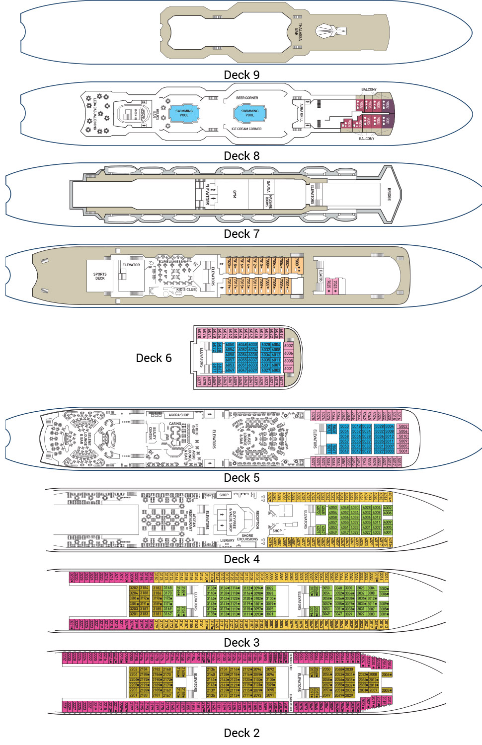 Celestyal Olympia Cruise Deck Plan | Goway Travel
