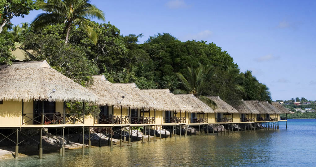 Tongan huts on beach