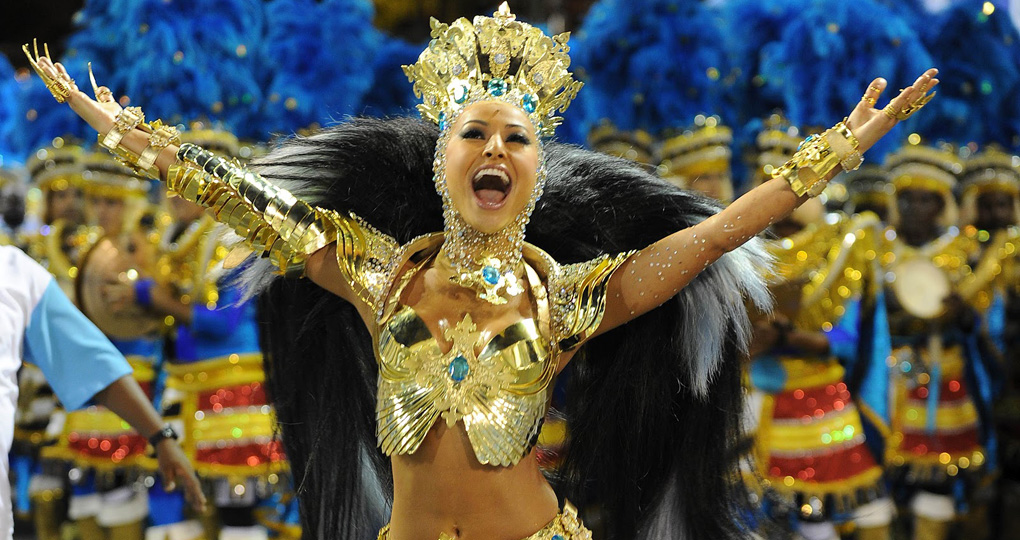 Costumed samba dancer at Rio Carnaval