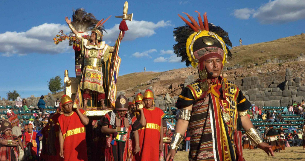 People participating in Peru's Inti Raymi festival