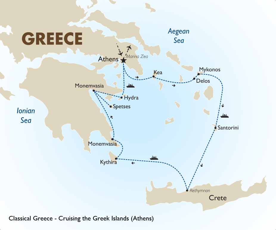greek island travel route